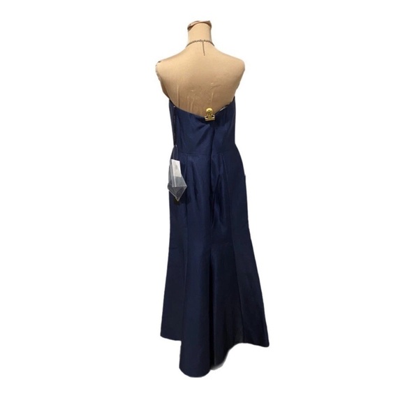 ALFRED SUNG Midnight Blue Strapless Satin Gown D759 Sz 12 From Nordstroms $250 - Picture 6 of 12